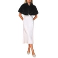 thumbnail image 2 of INSPIRE CHIC Faux Fur Shawl for Women's Wedding Collared Cape for Bridal Bridesmaids Gown Evening Jackets XS Black, 2 of 6