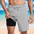 thumbnail image 2 of Eryao Mens Athletic Workout Shorts 2 in 1 Elastic Waist Compression Liner Drawstring Shorts Quick Dry Beach Running Shorts with Pockets,Gray,XXL, 2 of 7