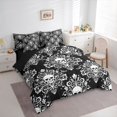 thumbnail image 2 of Homewish Spooky Halloween Skull 7pcs Queen Bedding,Baroque Damask Bedding Comforter Set Queen,Black White,Black Reversible, 2 of 8