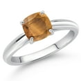 thumbnail image 2 of Gem Stone King 10K White Gold Brown Tiger Eye Solitaire Engagement Ring for Women (1.00 Cttw, Gemstone, Cushion 6MM), 2 of 4