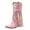Pink, variant on Gubotare Women's Boots Mid Calf Women's Cowgirl Boots Metallic Cowboy Boots Block Heel Fashion Pointed Toe Heel Mid Calf Cowgirl Boots (Green,9)