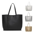 thumbnail image 3 of HEVIRGO Women Casual Solid Color Tassels Handbag Faux Leather Button Tote Shoulder Bag, 3 of 10