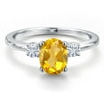 thumbnail image 3 of Gem Stone King 14K White Gold Yellow Citrine and Moissanite Engagement Ring for Women | 1.50 Cttw | Oval 8X6MM | Gemstone November Birthstone | Size 8, 3 of 6