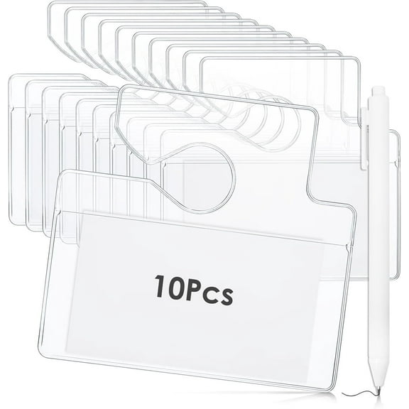 10 Pack Horizontal Plastic Parking Permit Holder,Clear Car Rearview Mirror Hanger,Durable Parking Permit Card Holder,Waterproof and Sun Protection,for Car Passes, ID Cards, Credit Cards