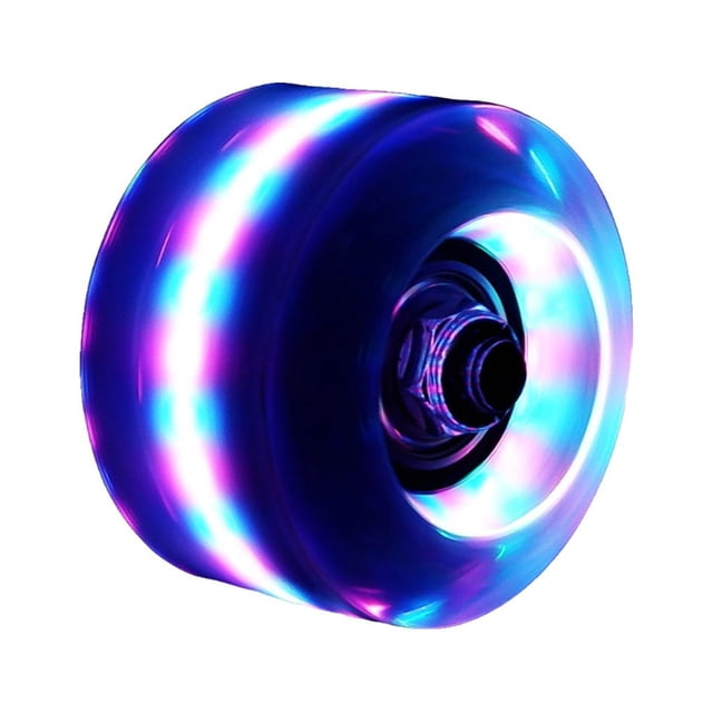 Naiovety Ruedas de patín de ruedas cuádruples iluminadas con rodamientos ligeros resistentes al desgaste de doble accesorios de patinaje de patinar Rosado azul