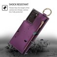 thumbnail image 3 of Allytechgroup for Samsung Galaxy Note 20 Ultra Wallet Case, Zipper Pocket Cards Holder RFID Blocking Ring Holder Stand Bumper Shockproof PU Leather Retro Phone Case for Galaxy Note 20 Ultra,Darkpurple, 3 of 8