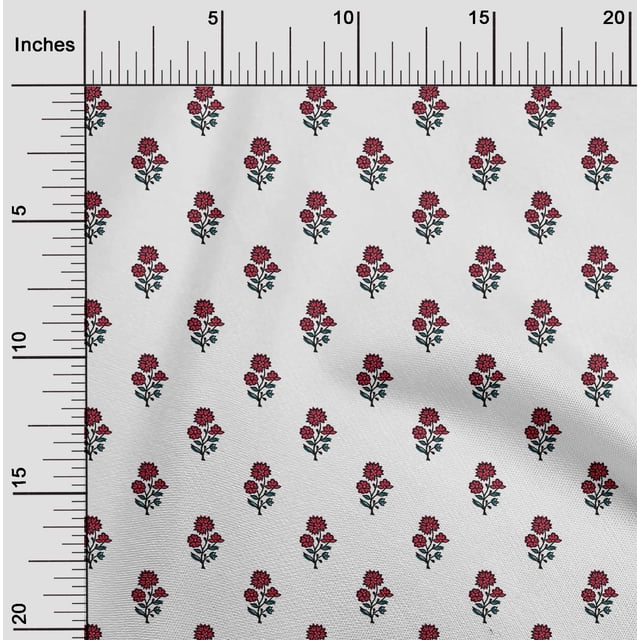 oneOone Cotton Poplin Fabric Leaves & Floral Block Decor Fabric Printed BTY 42 Inch Wide