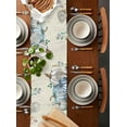thumbnail image 5 of Fall Table Runner 13x72 Inches Long Thanksgiving Blue Pumpkin Runner for Table Teal Eucalyptus Leaves Table Runners Cotton Linen Dresser Scarf for Kitchen Coffee Dining Autumn Holiday Party Decor, 5 of 6