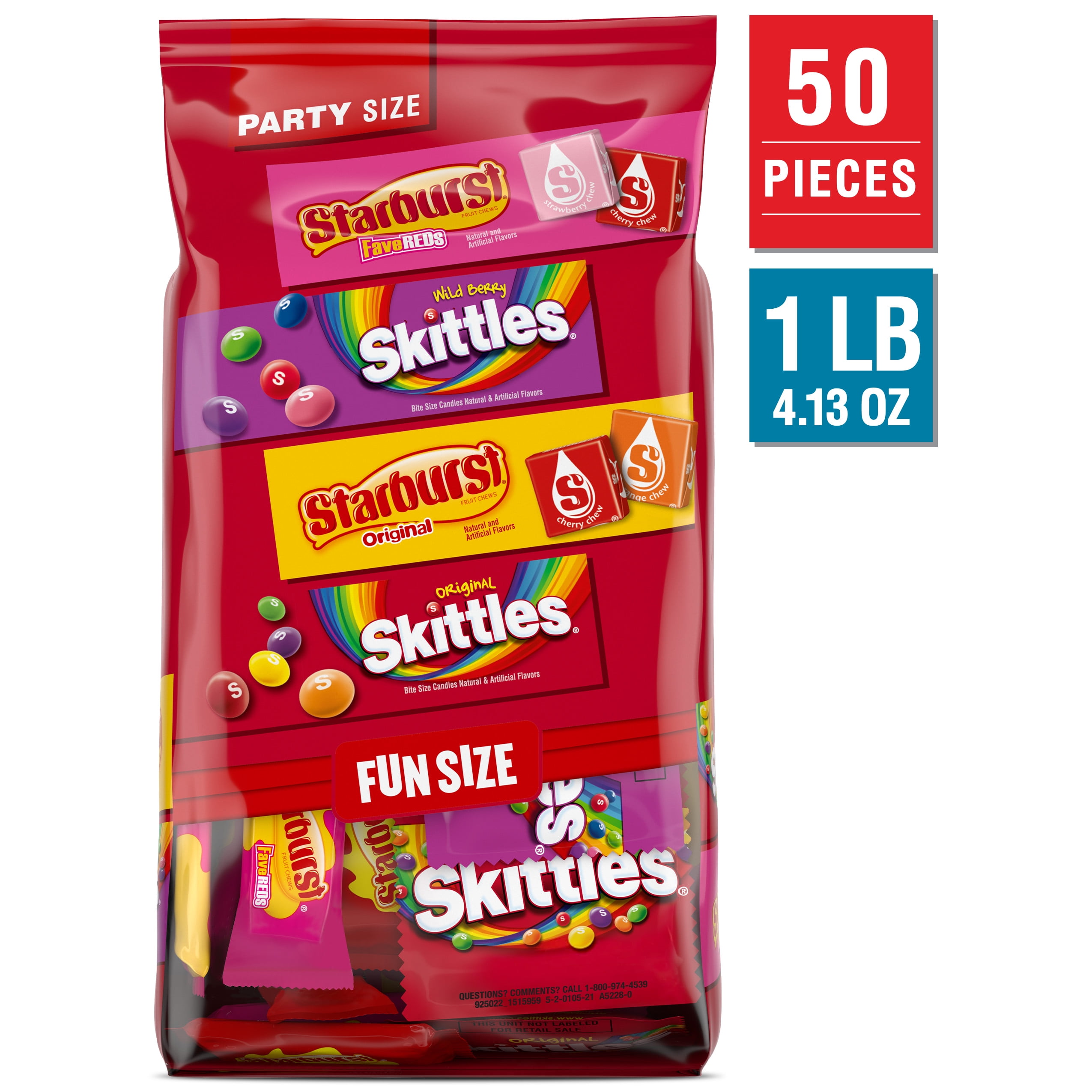 (3 pack) Skittles & Starburst Fun Size Chewy Candy Variety Bag, Party Size - 20.13 oz Bulk Bag