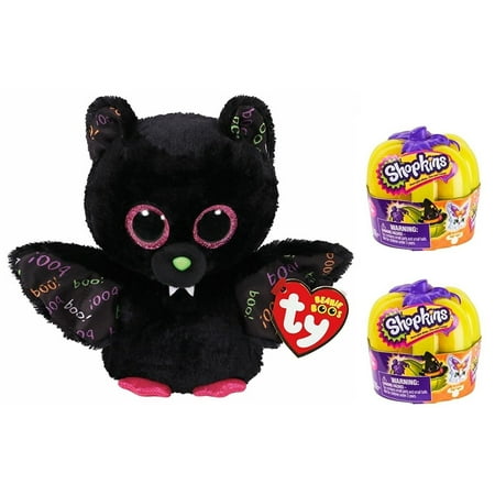 Grow Monkey - Halloween Bundle! Ty Beanie Boos Dart the Bat PLUS 2 Shopkins Glow in the Dark Pumpkins!, Adorable Halloween bundle! By Various