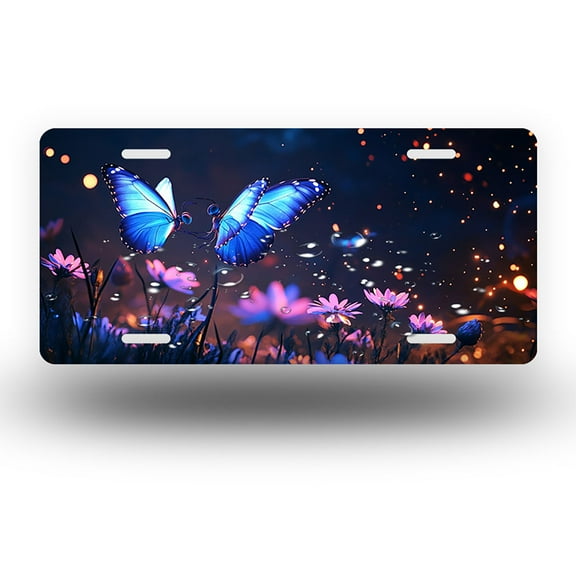 Glowing Butterflies in Bloom Front License Plate,Metal License Plate,Funny Standard Plates Personalized Novelty Decorative For Men/Women/Boys/Girls Car 6×12 Inch
