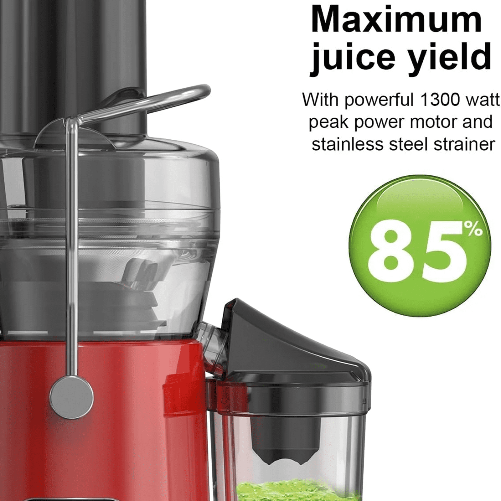 SiFENE 800W Centrifugal Juicer Machine, 3.2-Inch Wide Chute for Whole Fruits & Vegetables, Easy to Clean, Dual Speed Fruit & Vegetable Juicer, Compact Home Kitchen, Red
