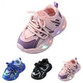 thumbnail image 4 of Otqutp Baby Girls Leather Lace Lights up Sneakers Hook Loop Non Slip Walking Sport Shoes Toddler New Born Casual Breathable, 4 of 9