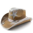 thumbnail image 2 of Cowboy Hat Western Mens Classic Straw French Hat Cowgirl Women Summer Rancher Hats with 10cm Wide Brim, 2 of 6