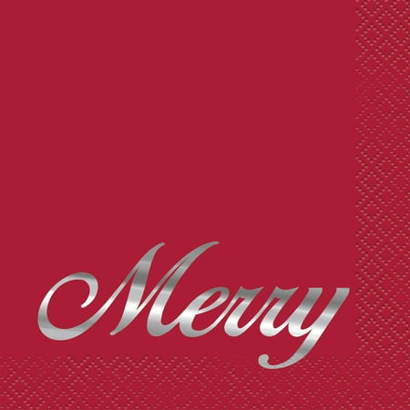 - Foil Elegant Red Christmas Cocktail Napkins, 16ct