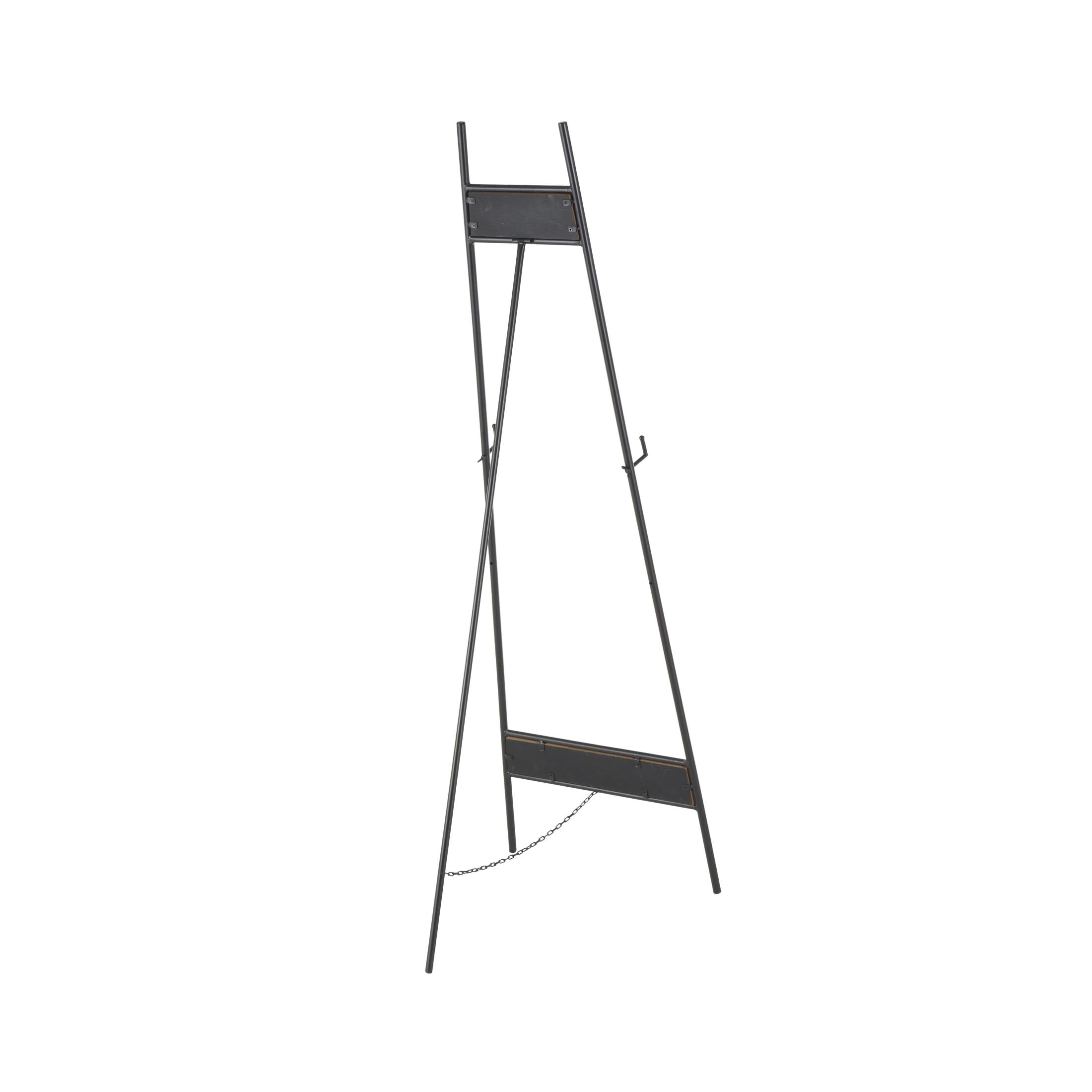 DecMode 19" x 58" Black Metal Floor 2 Tier Easel with Wood Accents, 1-Piece