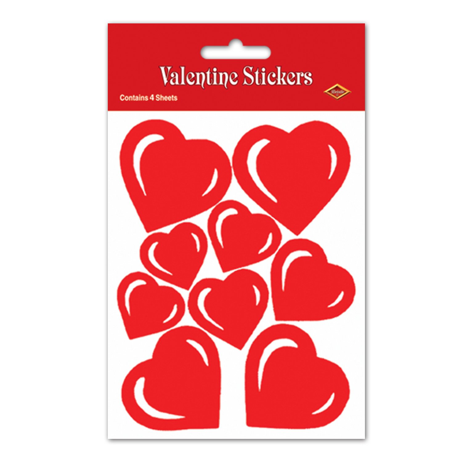 Beistle Valentines Day Heart Stickers (48 Sheets per Case) Walmart