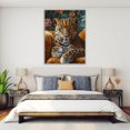 thumbnail image 4 of Mudket Luxury Leopard on Gold Couch Canvas Wall Art, Leopard Print Room Decor Framed Ready to Hang for Living Room Office - 12"L x 8"W, 4 of 10