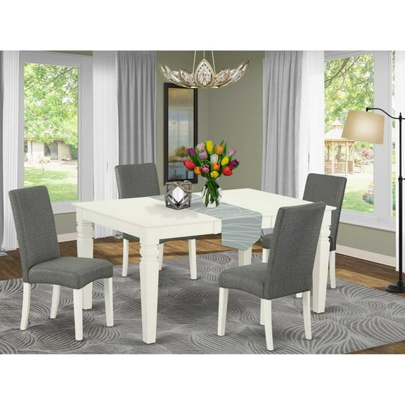 East West Furniture Dining Room Set Linen White, WEDR5-LWH-07