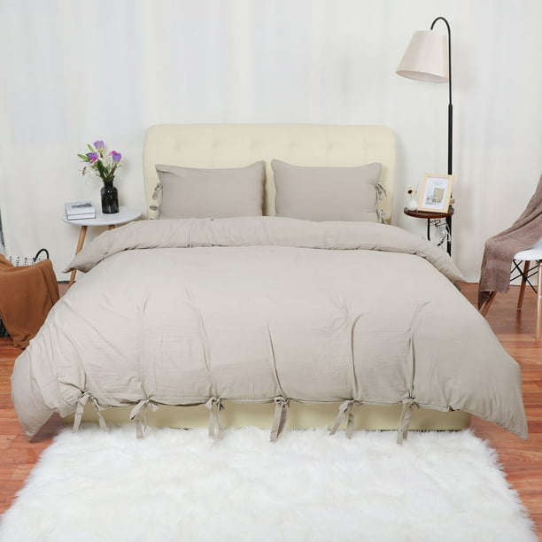 Washed Cotton Bedding Comforter Duvet Cover Pillowcase Set ...