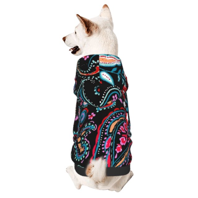 Fotbe Paisley Sudadera con Estampado para Perros Pequeños – Suéter con Capucha para Mascotas, Tela Suave de Forro Polar con Bolsillo-X-Small