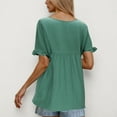 thumbnail image 6 of Mittory Womens Tops Casual V Neck Ruffle Sleeve T Shirts Babydoll Loose Fit Peplum Tops, 6 of 7