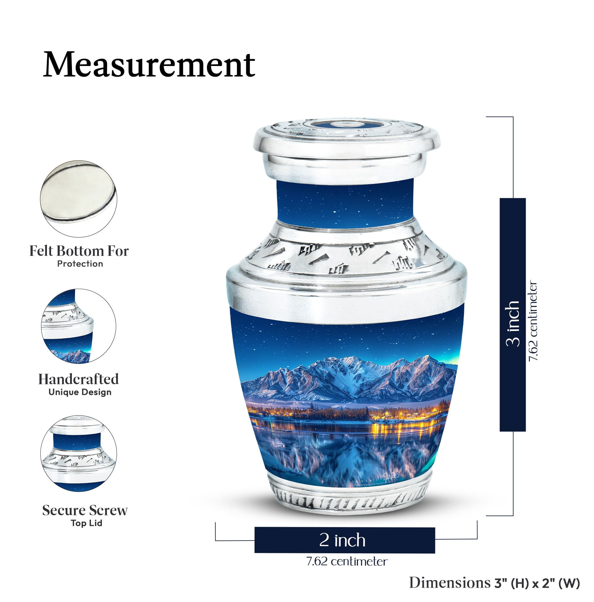 KARYLIZ Aurora Borealis Cremation Urns For Women & Men - Cremation Boxes For Human Ashes - Ash Keepsakes For Human Ashes - Urns For Ashes Adult Male & Female - Decorative Ash Holders (Size -3inch)