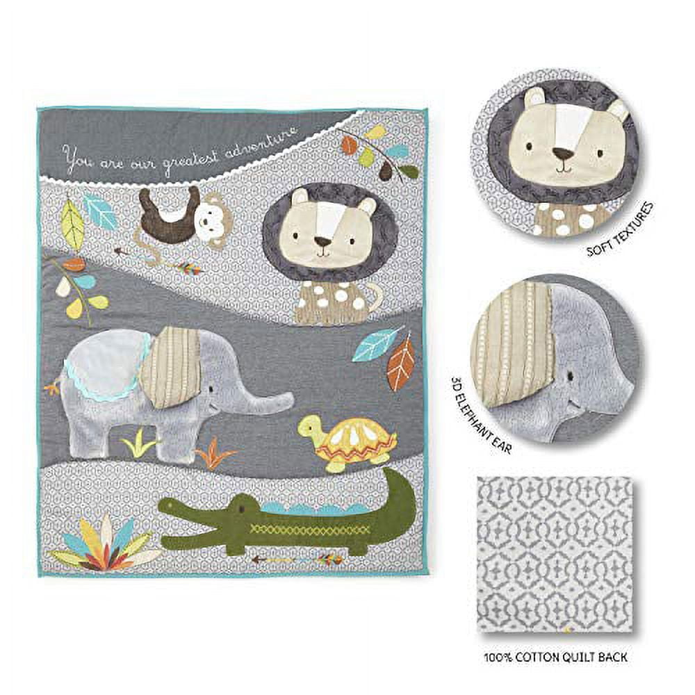 Levtex Baby Zambezi 5 Piece Nursery Set Jungle Animals Quilt Sheet Stacker Decal Ruffle in Multicolor Walmart