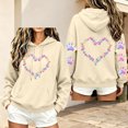 thumbnail image 4 of Staron Women's Hoodie Hooded Long Sleeve Graphic Hearts Casual Crewneck Sweatshirt Loose Cute Pullover Hoodies Tops Beige M, 4 of 6