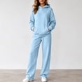 thumbnail image 3 of WULMLEO Matching Sets Women Clothing Matching Hooded Sweatshirts and Wide Leg Sweatpants Loungewear Sweatsuit Outfits Casual Trendy Fall Tracksuit Set Sky Blue L, 3 of 7