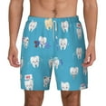 thumbnail image 2 of Picia Cute Healthy Teeth pattern Mens Swim Trunks with Compression Liner Stretch Beach Shorts Quick Dry with Zipper Pockets No-Chafing Board Shorts-Medium, 2 of 9