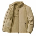 thumbnail image 3 of Agkizg Men's Winter Fleece Jackets, Casual Solid Stand Collar Zip Up Fleece Lined Jacket, Pocket Long Sleeve Non-Hood Coat, 3 of 7