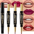 thumbnail image 1 of Juego de 3 lápices labiales y delineadores de labios en color morado, vino, malva y rojo ciruela para mujer, lápiz labial mate de 24 horas DNM y lápiz delineador de labios de larga duración, 24 labia, 1 of 5