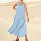 thumbnail image 1 of WILLBEST Vestido Corto De Verano Para Mujer, Color Liso, Sin Mangas, Cuello En V, Elegante, Holgado, Informal, Largo, Con Bolsillos, Cómodo Y Elegante Para Uso Diario., 1 of 3