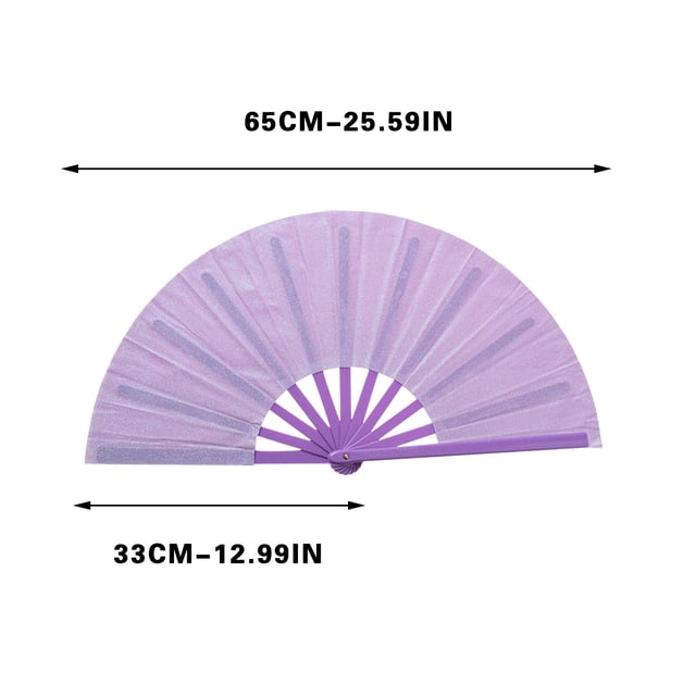 Btomtd 33cm Golden Glitter Solid Color Fan Martial Arts And Dance Props, Purple