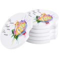 thumbnail image 1 of RYLABLUE Live Simply Laugh Often Love Deeply Rose Watercolor Inkjet Set of 2 Car Coaster for Drinks, Absorbent Ceramic Stone Coasters Cup Mat with Cork Base for Home Kitchen Room Coffee Table Bar Decor, 1 of 5