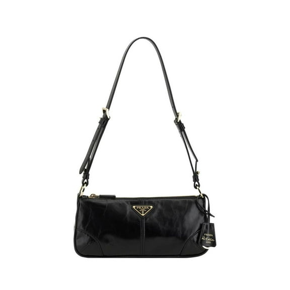 Prada Women's Re-Edition 2002 Medium Leather Shoulder Bag Black