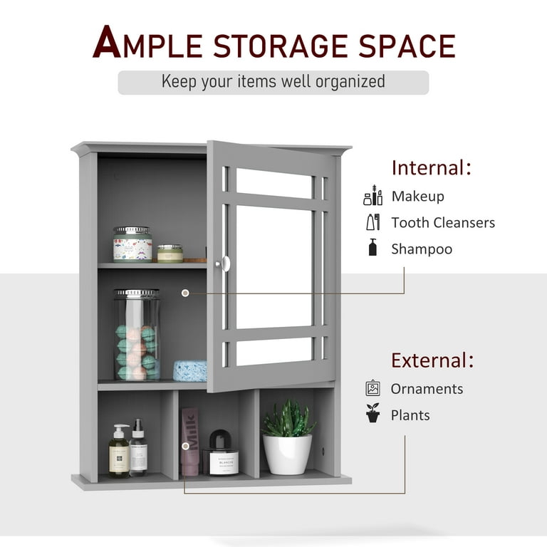kleankin Wall-Mounted Bathroom Storage Cabinet Organizer with