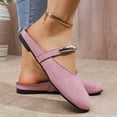 thumbnail image 6 of UDAUDU Womens Flats Mules Elegant Dressy Closed Toe Slip On Leather Shoes Adjustable Buckle Strap Mary Jane Casual Office Shoes Pink US 9, 6 of 9