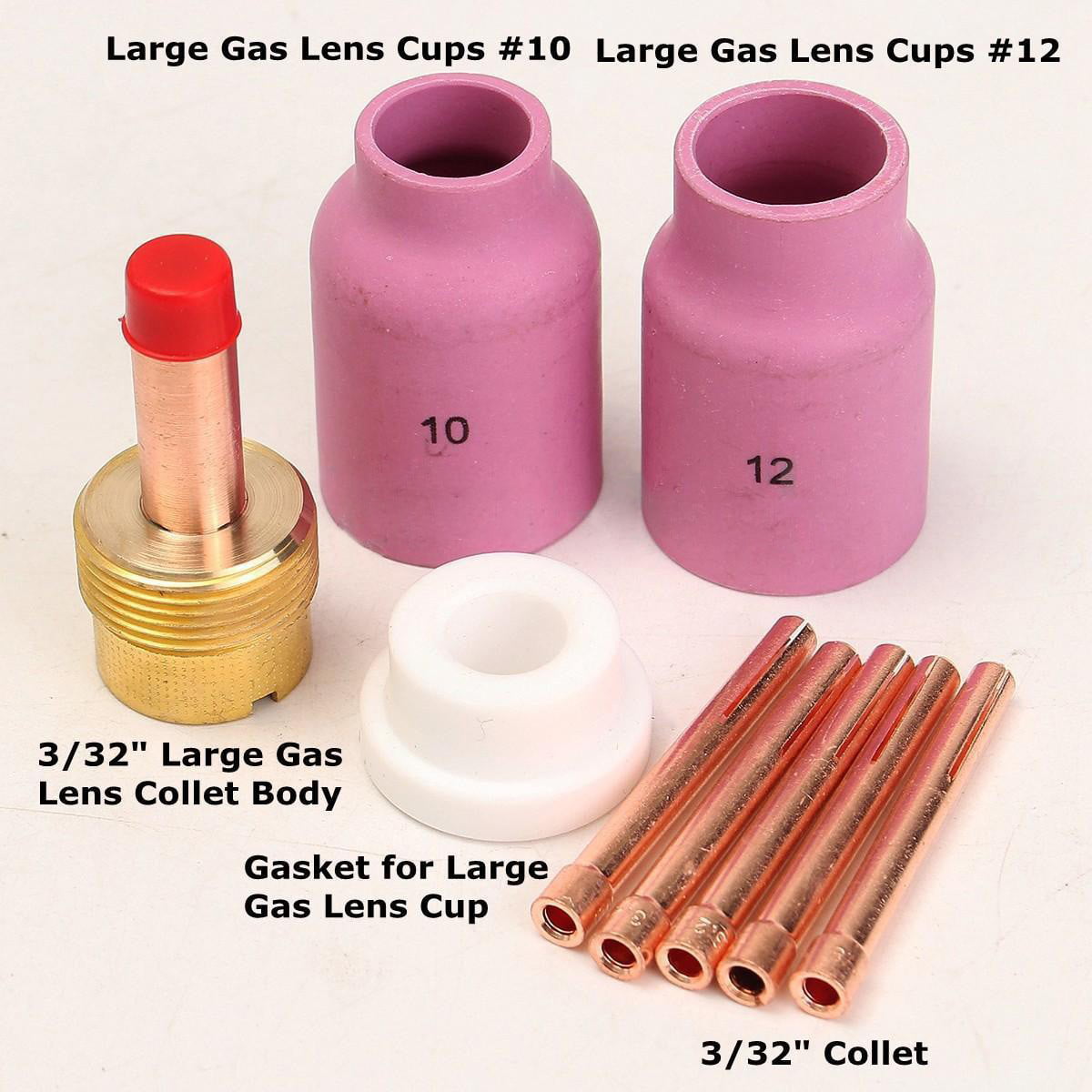 TIG Welding Torch #10 #12 Gas Lens Cups Collet Kit 3/32 For WP-17/18/26 TAK18 