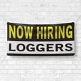 thumbnail image 4 of Now Hiring Loggers 13 oz Heavy Duty Vinyl Banner Logger Jobs Available Logging Workers Help Wanted Sign for Business Indoor/Outdoor Single-Sided with Metal Grommets (4x10 ft, Bk & Wh & Ye), 4 of 6