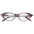 thumbnail image 3 of Gafas de lectura unisex de moda con cristales transparentes y decoración de diamantes de imitación (+200 montura de rayas rojas), 3 of 14