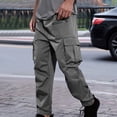 thumbnail image 2 of Zszcpp Summer Pants For Mens 2025 Elastic Waist Drawstring Zippered Utility Design Cargo Pockets Sports Long Trousers Casual Trouser, 2 of 5