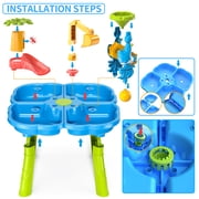 Dinosaur Planet Sand Water Table for Toddlers, 4 in 1 Sand Table and Water Play Table, Kids Table Activity Sensory Play Table Beach Sand Water Sand Toy for Outdoor Backyard for Toddlers Age 2-4 Gift