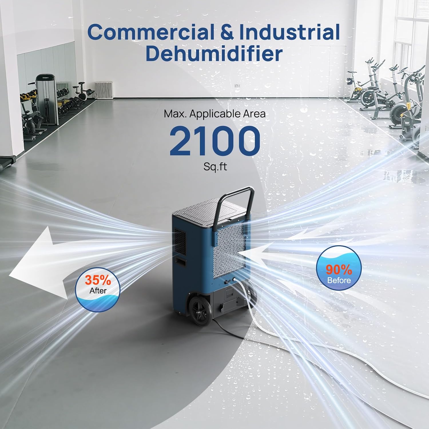 ARGENDON Commercial Dehumidifier with Pump for Basement, 170 Pints Heavy Duty Industrial Dehumidifiers on Wheels with Drain Hose for Water Damage Restoration,Garage, AUTO Defrost,SLGR Dehumidifiers