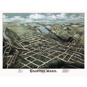 Antique Map of Clinton Massachusetts 1876 Worcester County Canvas Art - (18 x 24)