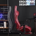 thumbnail image 3 of Ergonomic Gaming Chair with Footrest for Adults Big and Tall Leather Computer Desk Chair with Headrest Adjustable Lumbar and Armrest 400LBS Load Swivel Video Game Office Chair, Red, 3 of 7