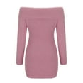 thumbnail image 5 of NSLGXD Women's Off Shoulder Sweater Dress Fleece Long Sleeve Knit Bodycon Mini Dress Fall Winter Warm Sweaters Knit Crochet Ruched Cocktail Party Dresses, 5 of 6