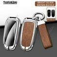 thumbnail image 2 of Zinc alloy+leather Keys Cover Holder Car Key Case For Tesla B key case Model 3 Y X Protect Fob Key Remote Control Shell, 2 of 14