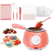 Electric Chocolate Melting Pot Gift Set，MINI Melting Fondue Set for Milk Chocolate,Cheese,Butter,Candy (Pink)